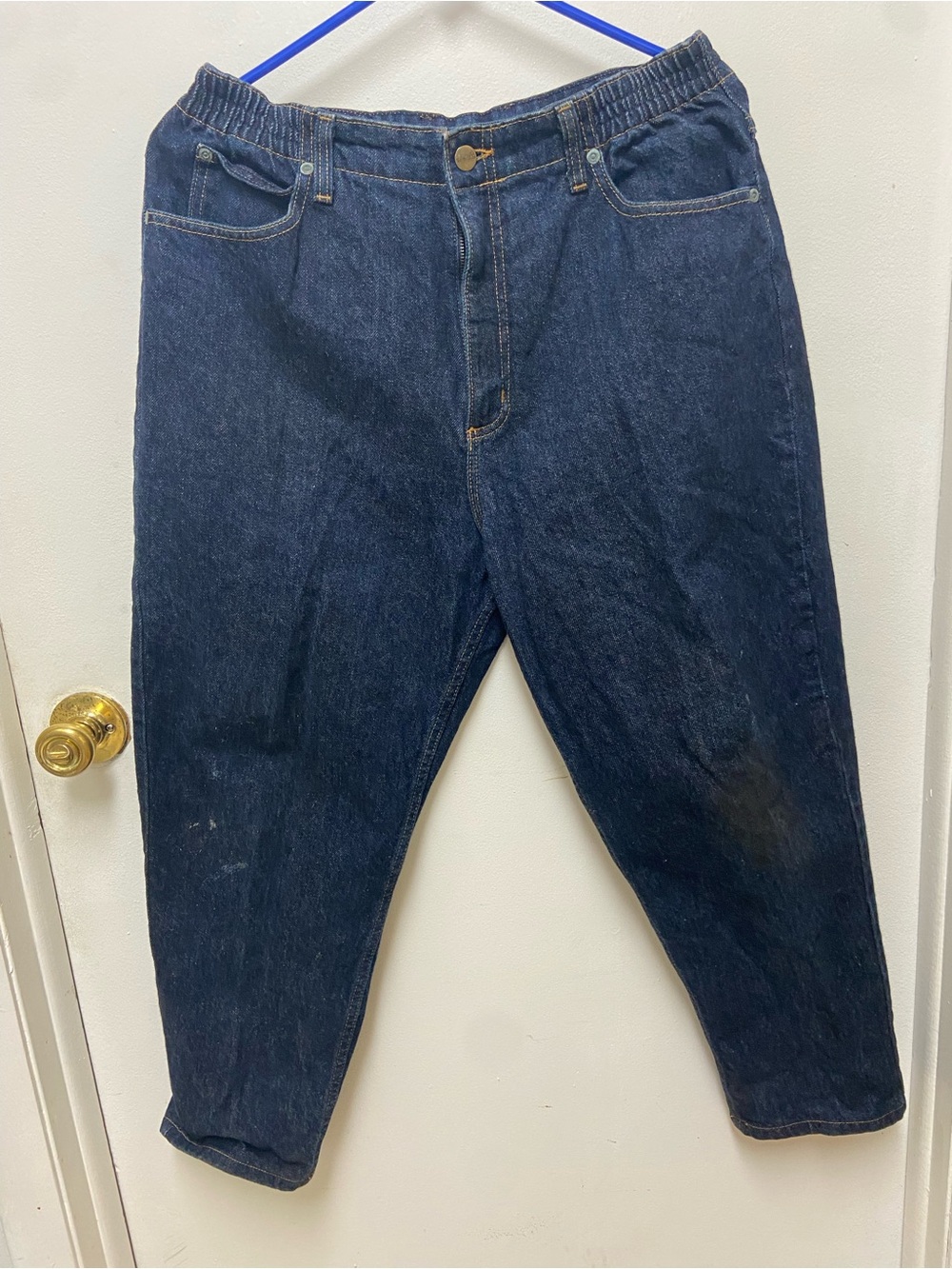 L.L. Bean women’s Dark Blue Elastic-Waist Baggy  Jeans,